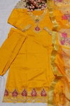 SI 330 Chanderi With Embroidery Work Top With Bottom Dupatta Online Wholesale